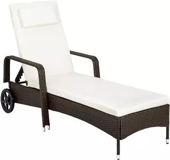TecTake Sonnenliege mit Rollen braun/beige (404586)