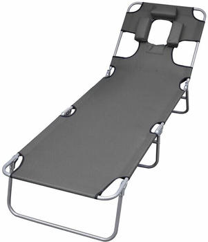 vidaXL Folding cot with cushion and adjustable backrest grey
