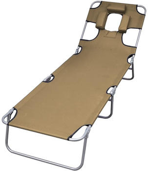 vidaXL Folding cot with cushion and adjustable backrest taupe