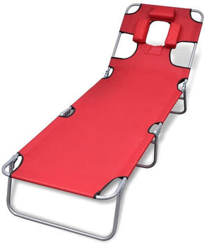 vidaXL Folding cot with cushion and adjustable backrest red