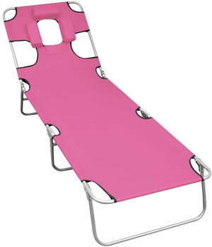 vidaXL Folding cot with cushion and adjustable backrest pink