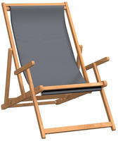 vidaXL Strandstuhl Klappbar Massivholz Teak Grau