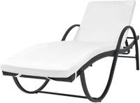 vidaXL Sonnenliege mit Auflage Poly Rattan Schwarz