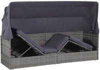 vidaXL Gartenbett mit Baldachin Grau 205&times;62 cm Poly Rattan