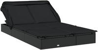 vidaXL 2-Personen-Sonnenliege mit Dach Schwarz 213x118x97 Poly Rattan