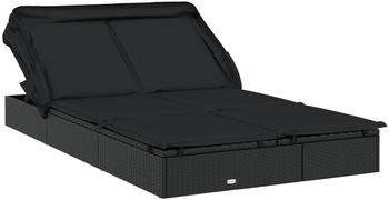 vidaXL 2-Personen-Sonnenliege mit Dach 213x118x97 Poly Rattan Schwarz