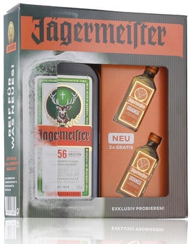 Jägermeister Kräuterlikör 35% Vol. 0,7l in Geschenkbox mit 2x Orange Miniaturen