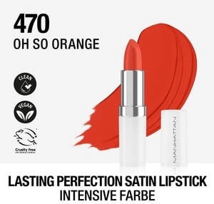 Manhattan Lasting Perfection Satin Lipstick (4g) 470 Oh So Orange