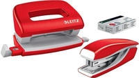 LEITZ Heftger&auml;t- & Locher-Set Mini NeXXt WOW, rot in Blisterverpackung, - 1...