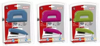 Novus Heftgerät E15 + Locher E210, farbig sortiert, inkl. Heftkammern (020-1877)