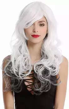 Wig Me Up Diva Damenperücke lang, wellig, weiß/schwarz (GF-W2048-1B-1001+1001(B280))