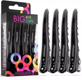 Framar Big Bite Clips Metall Schwarz, 4er-Pack (Big Bite)