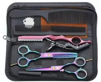 LuxusKollektion Friseurscheren-Set 14cm, 440C-Edelstahl, mehrfarbig