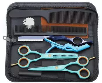 LuxusKollektion Friseurscheren-Set 14cm, grün, 440C Edelstahl