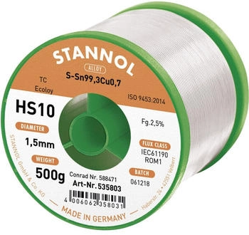 Stannol HS10 2510 Spule Sn99,3Cu0,7 500g 1.5mm