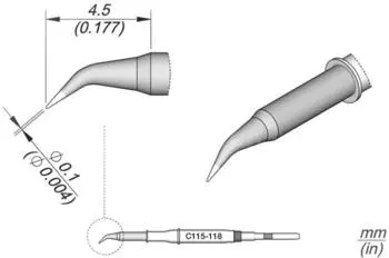 JBC C115 Lötspitze Rundform, gebogen, Ø0,1mm (C115118)