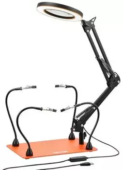 VEVOR L&ouml;thilfe Dritte Hand, Magnetisch, 4 flexible Arme, 3-fache LED-Vergr&ouml;&szlig;erungslampe (LFS0203)