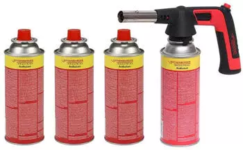 Rothenberger RS 220 Gasbrenner Piezo-Z&uuml;ndung 180-360&deg;C inkl. 4x RoButan 220g (1500005151)