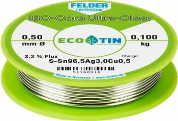 Felder ISO-Core Ultra Clear SAC305 L&ouml;tdraht bleifreie Spule 0,5mm 0,1kg (51760510)