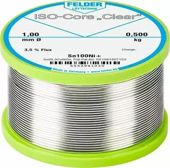 Felder ISO-Core Clear Sn100Ni+ L&ouml;tzinn Spule bleifrei 1mm 0,5kg (5552941030)