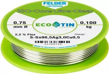 Felder ISO-Core Ultra Clear SAC305 bleifreies Lötzinn 0,75mm 0,1kg (51760710)
