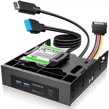 Graugear USB-Hub + Kartenleser Frontpanel mit 2,5" SSD-Rahmen (G-MP01CR-5)