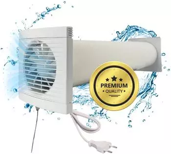 TronicXL L&uuml;ftungsanlage Set Wandl&uuml;fter 100m&sup3;/h 230V mit Rohr, Ablufthaube & Zugschalter