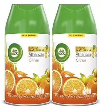 Airwick Raumduft Freshmatic Max, Duo, 2x 250ml, Nachfüller, ätherische Öle, Doppelpack, Citrus