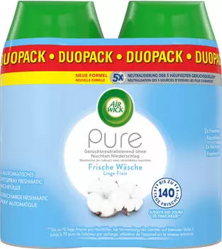 Airwick Raumduft Freshmatic Max, Duo, 2x 250ml, Nachf&uuml;ller, Pure, Doppelpack, Frische W&auml;sche