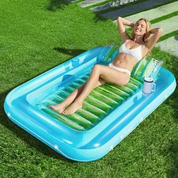SLOOSH Transparente aufblasbare Sonnenliege für den Pool, 70x46 cm, Blaugrün-L