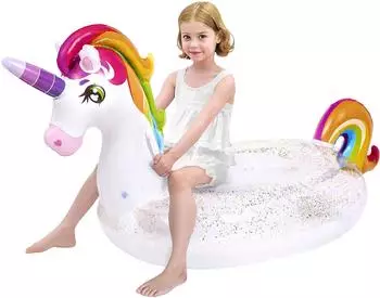 JOYIN Aufblasbarer Einhorn-Poolschwimmer mit Glitzer, 175x75cm (40098)