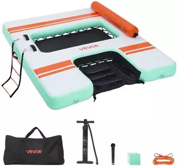 VEVOR Aufblasbare Schwimmplattform 2,44x1,83m, rutschfest, mit Leiter