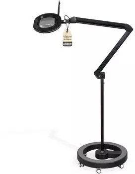 Lumeno 8615SW Lupenleuchte 60 LEDs dimmbar, 5 Dioptrien, ovale Linse 110x150mm, mit Rollstativ (8615SW)