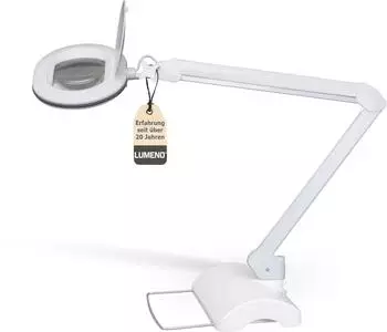 Lumeno 8615GR Lupenleuchte ovale Linse 110x150mm, 60 LEDs, 5 Dioptrien, grau mit Tischstativ (8615GR)