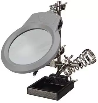 Velleman Dritte Hand mit Lupe, LED-Lampe und Lötkolbenhalter (VTHH3N)