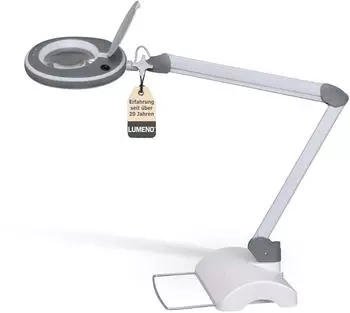 Lumeno LED-Lupenleuchte 3 Dioptrien, 127mm Glaslinse, mit Tischstativ (8213GR)
