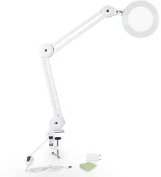 addhome LED-Lupenleuchte mit Tischklemme 5x, 3000-6500K, dimmbar (BES-LL1000-01)