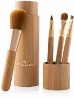 Luvia Cosmetics Kosmetikpinsel-Set "TRAVEL BAMBOO" 4 Pinsel aus Nurai-Haar, vegan, in