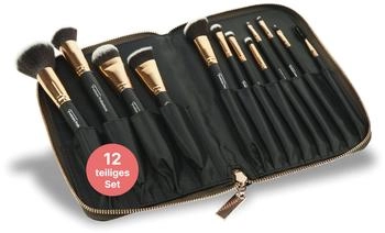 Fantasia Make-up Pinsel Set 12-teilig mit Reißverschlusstasche Schwarz/Kupfer (19035)
