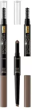 Eveline Cosmetics Brow Styler 3in1 (1,2g) 02 Dark Brown
