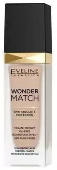 Eveline Cosmetics Wonder Match langlebiges Fl&uuml;ssig Make-up mit Hyalurons&auml;ure Farbton 12 Light Natural 30 ml
