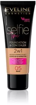 Eveline Cosmetics Selfie Time Make-up und Korrektor 2 in 1 Farbton 05 Beige 30 ml
