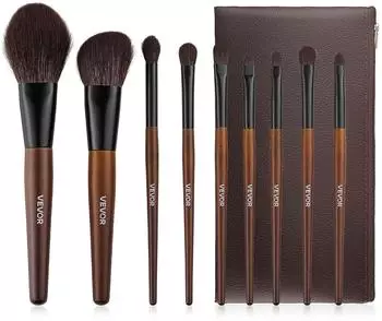 VEVOR Schminkpinsel-Set 9-teilig, synthetische & Naturwoll-Borsten, Holzgriff (9-Piece Makeup Brush Set)