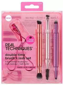 Real Techniques Double Time Set doppelseitige Make-up-Pinsel + Wimpernzange