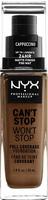 NYX Professional Makeup Can't Stop Won't Stop Full Coverage Foundation Cappuccino 30