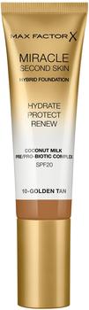 Max Factor Miracle Second Skin Foundation SPF20 10 Golden Tan (30ml)
