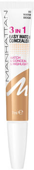 Manhattan Cosmetics Manhattan 3 in1 Easy Match Concealer Warm Beige 80 (7 ml)