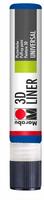 Marabu 18030009652, Marabu Textilfarbe 3D-Liner, 25 ml, Mittelblau (25 ml)