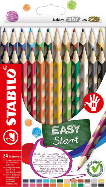 STABILO EASY Colors Dreikant-Buntstift 24er Etui (Rechtshänder)