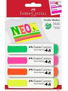 Faber-Castell Neon Textilmarker farbsortiert 1,0 - 5,0 mm, 4 St.